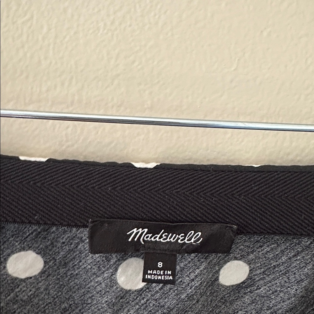 Madewell Womens Layton Midi Slip Skirt Black & White Polka Dot Size 8 Preppy - Picture 7 of 8